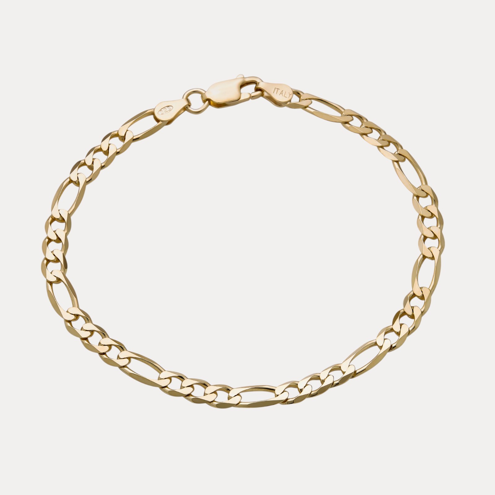 5mm Figaro Bracelet Link - Real Solid 925 Sterling Silver Or 14k Gold Vermeil