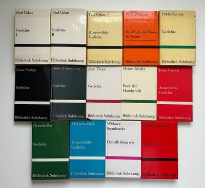 Lyrik-Konvolut von 14 Bänden der Reihe Bibliothek Suhrkamp, Suhrkamp Verlag,