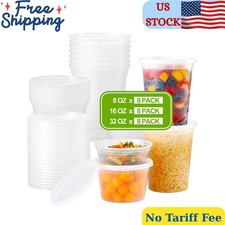 24 Set Plastic Deli Food Containers with Lids 8oz 16oz 32oz Variety Pack Airt...