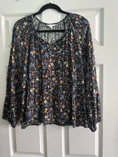 Time and Tru Women's Peplum Top Black Soot Floral X-Large (16-18)