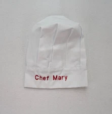 Now Designs Chef Hat Hook and Loop Adjustable Size White Chef Mary Embroidered