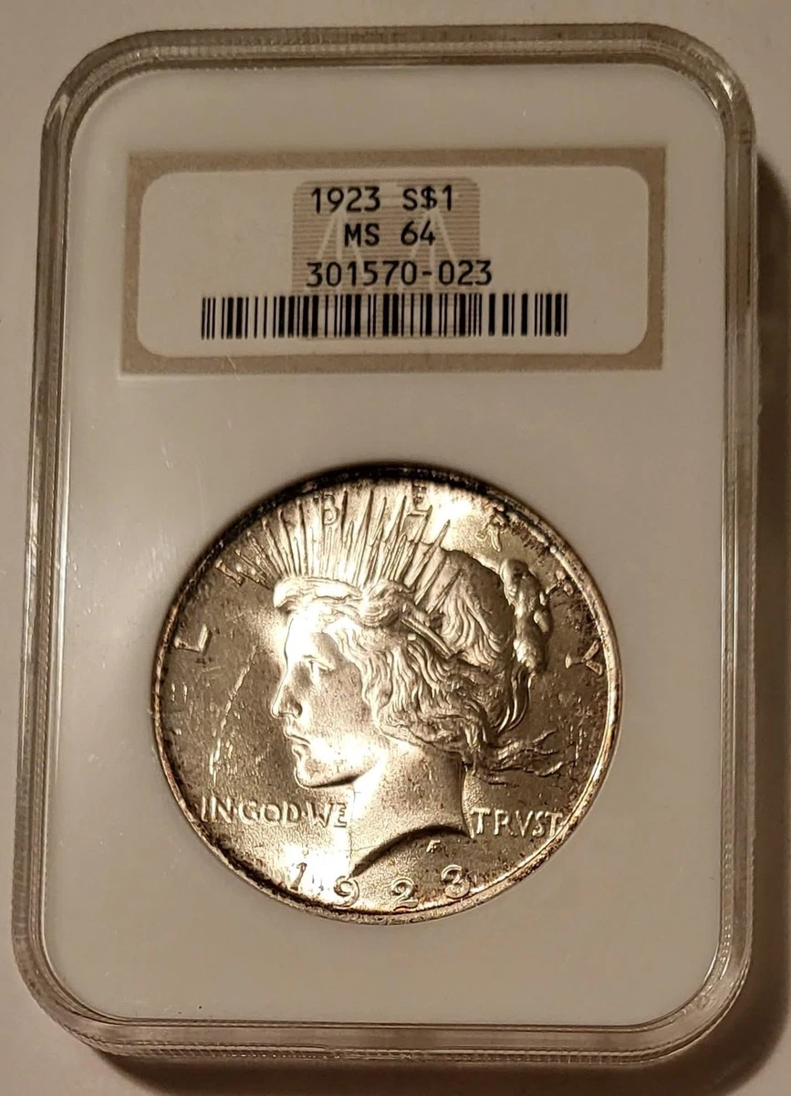MS 64 Graded 1923 Year NGC Certified Peace Dollars (1921-1935) for