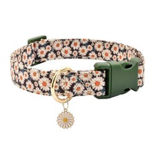 Flower Patterns Dog Collar with Accessories, Soft Cotton Dog Collars for Smal...