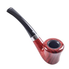 Gebogene Tabakpfeife Set mit Filter Rot Holzmaserung Geschenkbox Zubehör