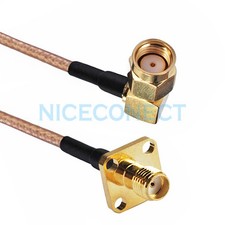 SMA female flange 4 hole panel to RP-SMA Male  Female Pin  RA Cable RG316 20cm