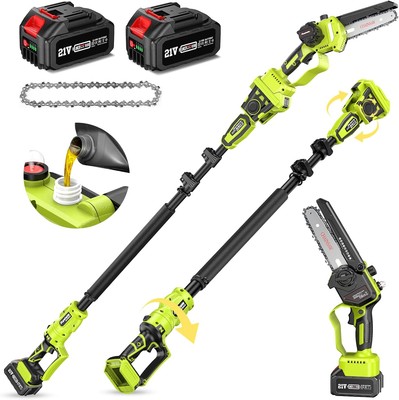 Supstable Cordless Pruner 8000mAh & 6'' Mini Chainsaw 2-in-1 Pruning Saw 2.8m Rod