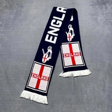 Men's England Soccer Neck Scarf Navy White Spellout Country Flag Fringe Classic