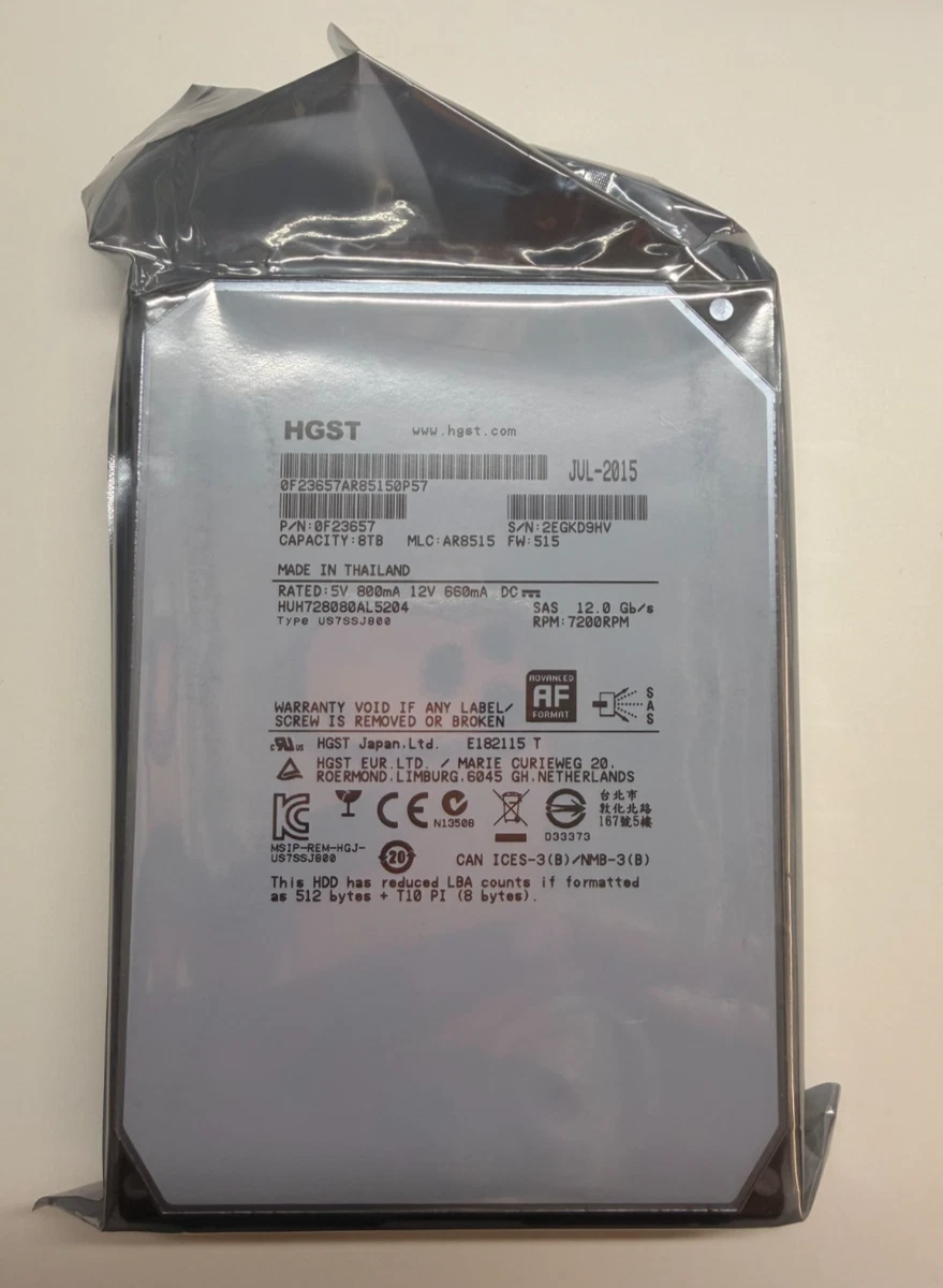 HGST SAS Internal Hard Disk Drives 8 TB Storage Capacity for sale