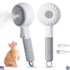 Pet Steam Brush for Cat & Dog, 3-in-1 Steam Beauty Pet Comb, 2-Speed Spray