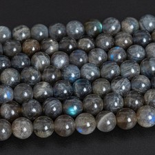 Genuine Natural 5-6MM Deep Grey Labradorite Loose Beads Grade A Round Beads 15"