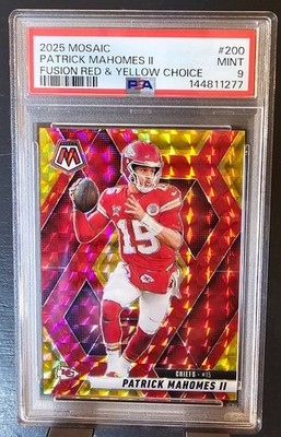 2025 Panini Mosaic - Patrick Mahomes II #200 Choice Fusion Red & Yellow /89