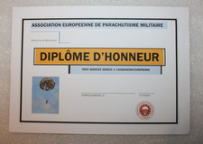 diplôme d'honneur vierge de l'association de  parachutisme militaire européen