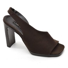 Ladies Via Spiga Slinback Pumps 7 M Brown Micro Fiber Peep Toe Heels Shoes