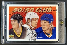 1991-92 Upper Deck Wayne Gretzky Brett Hull Mario Lemieux 50/50 Club Auto #/999