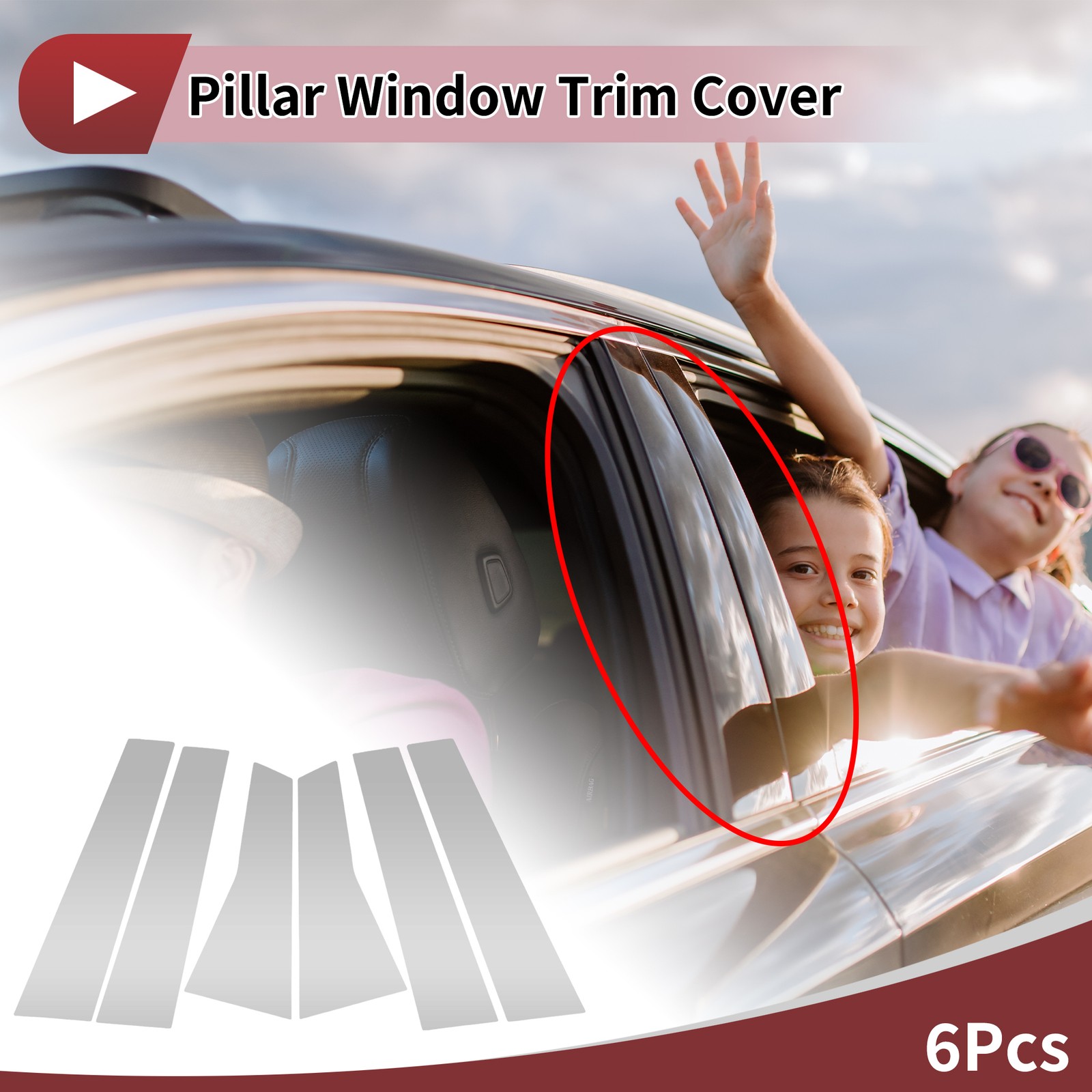 6 Pcs Door Pillar Window Trim for Mercedes-Benz B-Class 20-23 Chrome Silver Tone