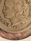1865 Three Cent Nickel 3¢ First Year Issue VF Details U.S. Coin — photo 2