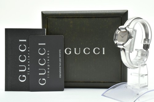 Gucci 1400L Ladies Quartz Silver Steel White Dial Watch Box Excellent