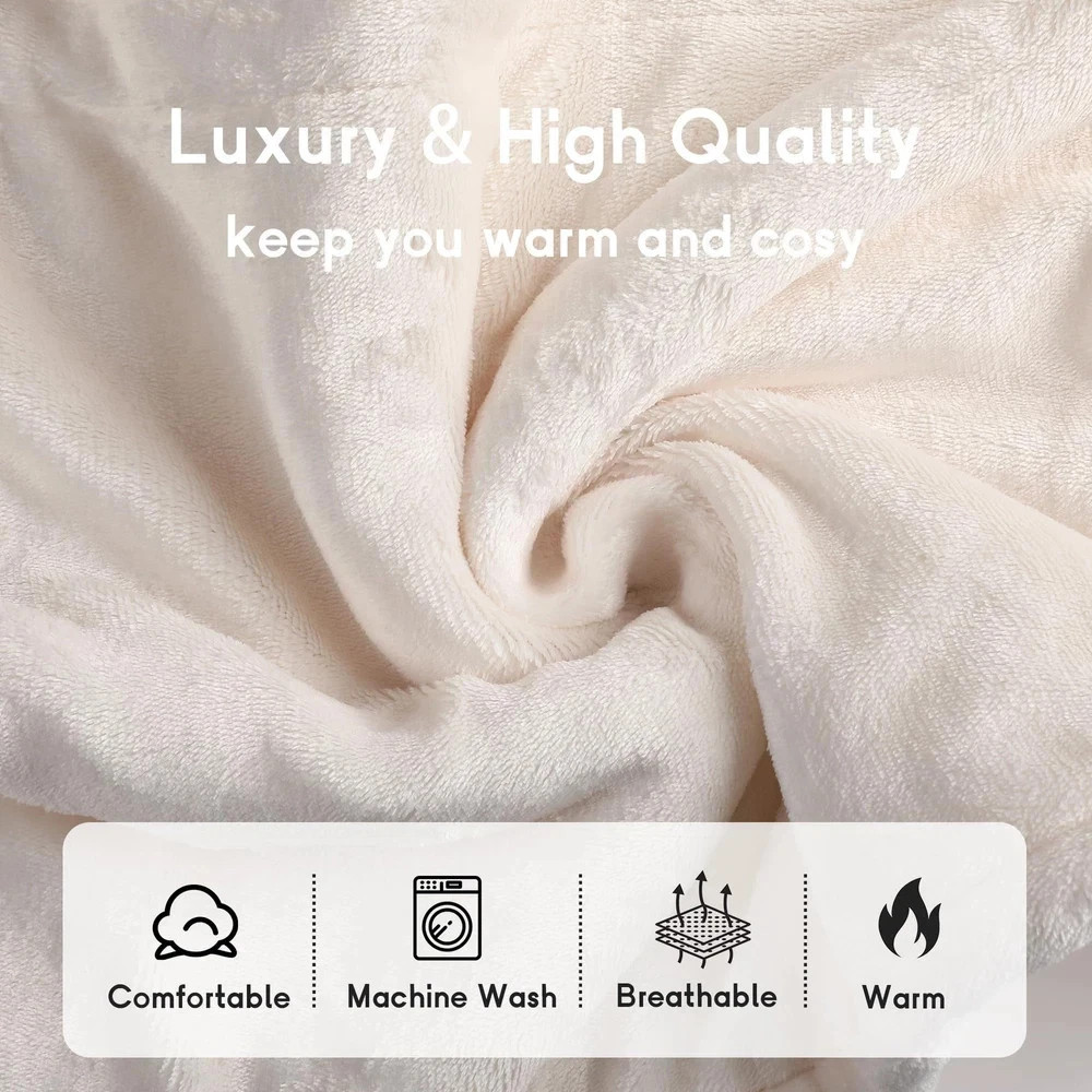 Heated Electric Blanket King Size 90''x100'', Dual Controller Soft Flannel White