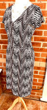 WHISTLES Size 12 Black White Patterned Dress Evening Summer Wedding L5