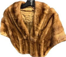 Vintage Model Furs Mink Cape Stole Brown Shawl Collar Greenwich Fur Wrap
