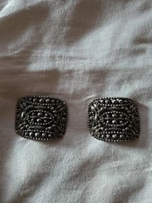 Vintage antique Marcasite cut steel shoe buckles made in France