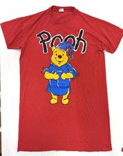 Vintage Disney Winnie The Pooh Sleep Shirt Nightgown Red Double Sided 90  s OSFA