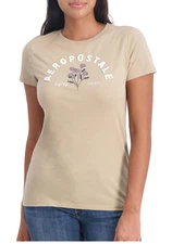 Aéropostale Women's Tan Graphic Tee-Size Large-NWT
