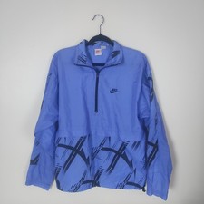 Nike Windbreaker Men's Medium Purple Black Print Half Zip Swoosh Vintage 90s
