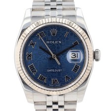 Rolex Datejust 116234 36mm Blue Jubilee Roman Dial 18KW & Steel Auto Watch