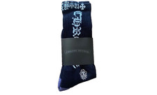 Chrome Hearts Dagger Socks  Cross Logo CH Large 9-13 Black Blue  New AUTHENTIC
