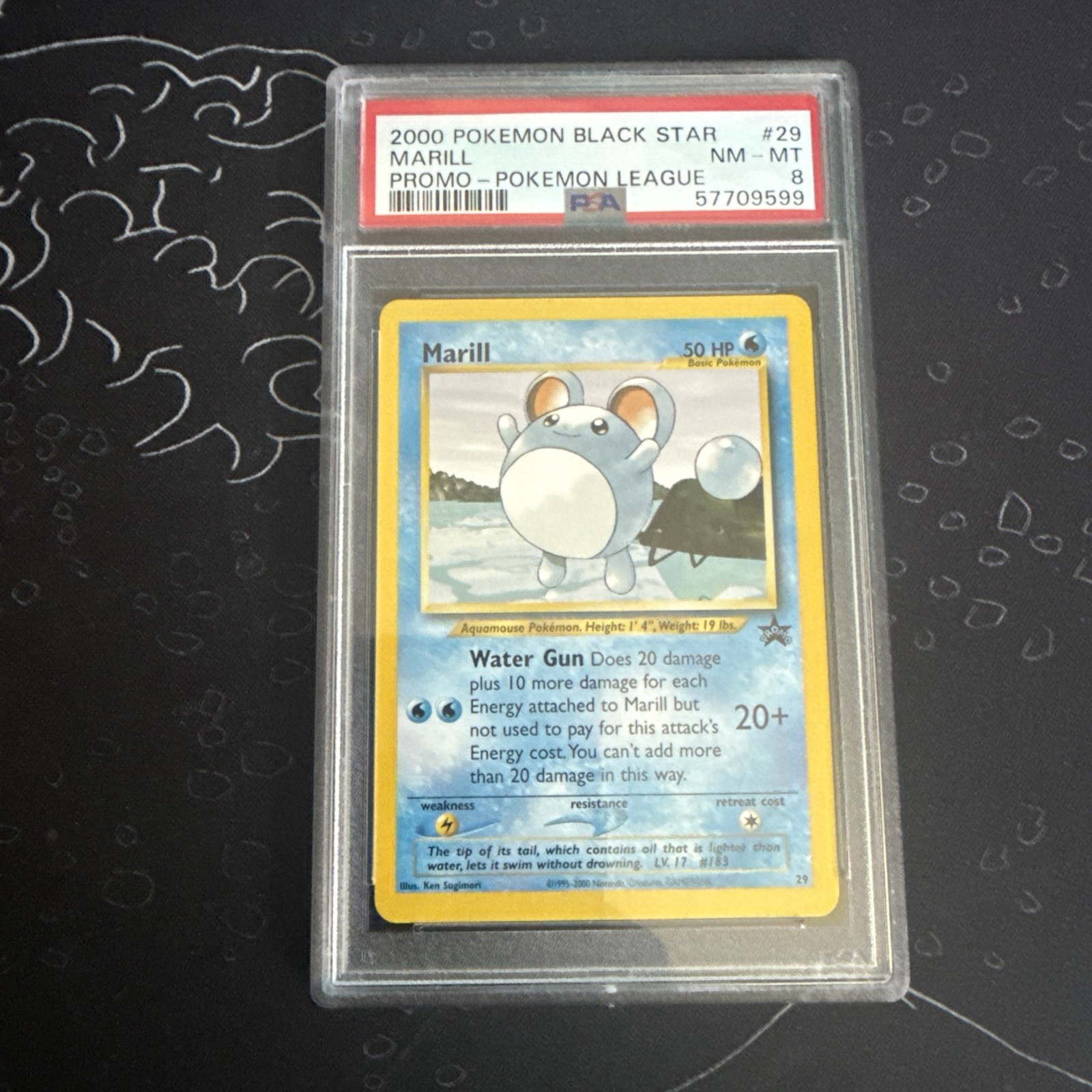 2000 POKEMON PROMO BLACK STAR POKEMON LEAGUE #29 MARILL PSA 7