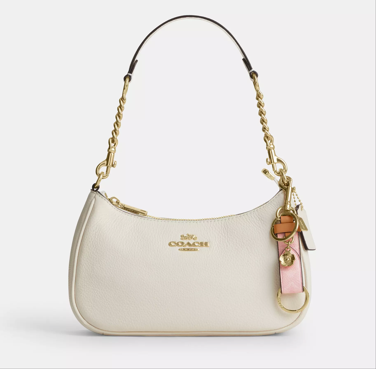 NWT Coach Trigger Snap Bag Charm In Signature Canvas With Heart