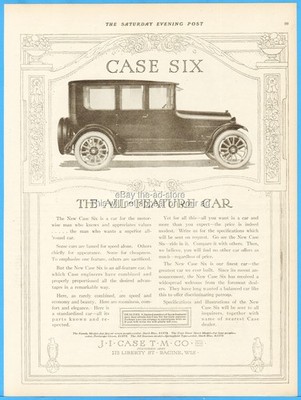 1917 J I Case Six Antique Car Ad Closed Automobile 175 Liberty Street Racine WI