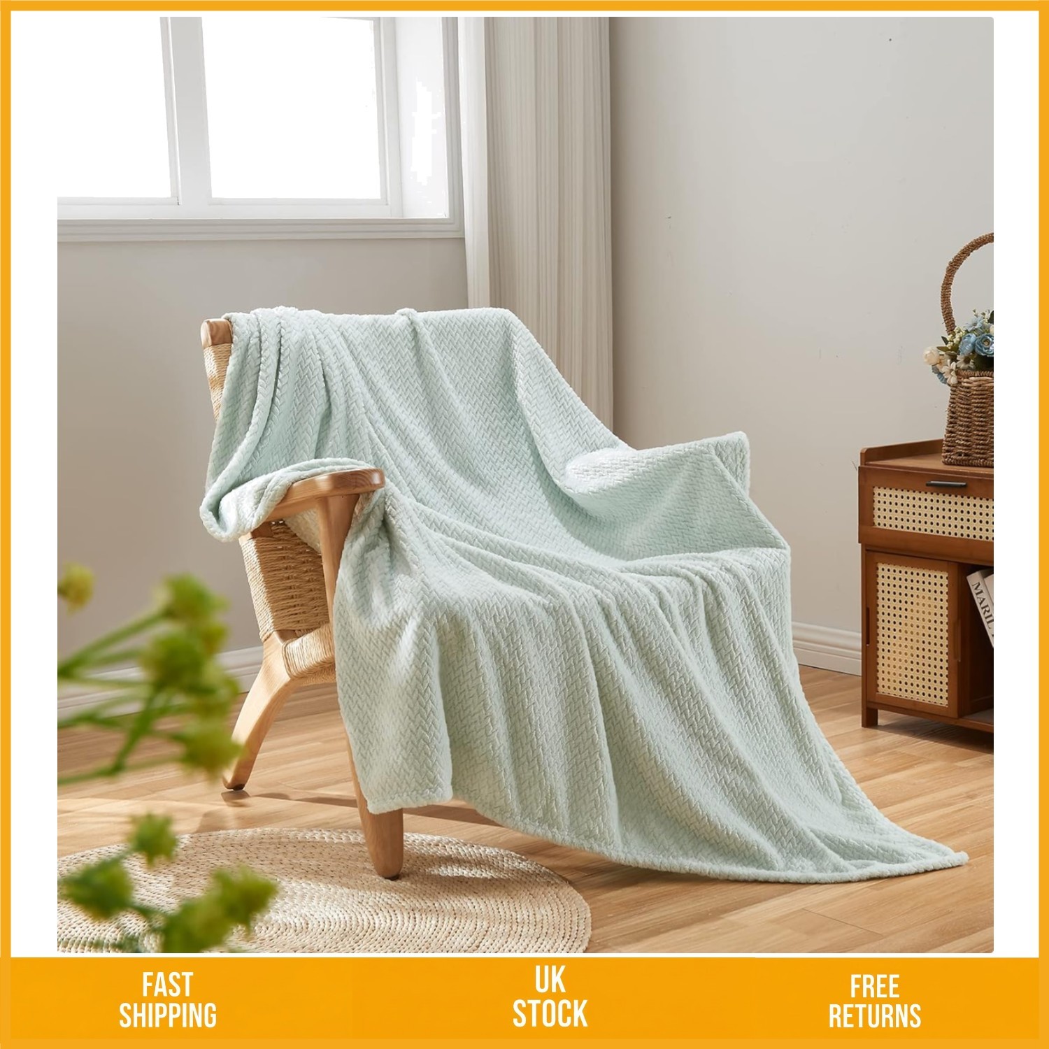 Ultra Soft Flannel Fleece Throw Blanket Cozy All Season Bed Sofa Mint 50x60in