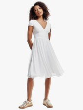 Dress the Population Corey Plunging Cap Sleeve A-line Dress - Sz. XXL, White