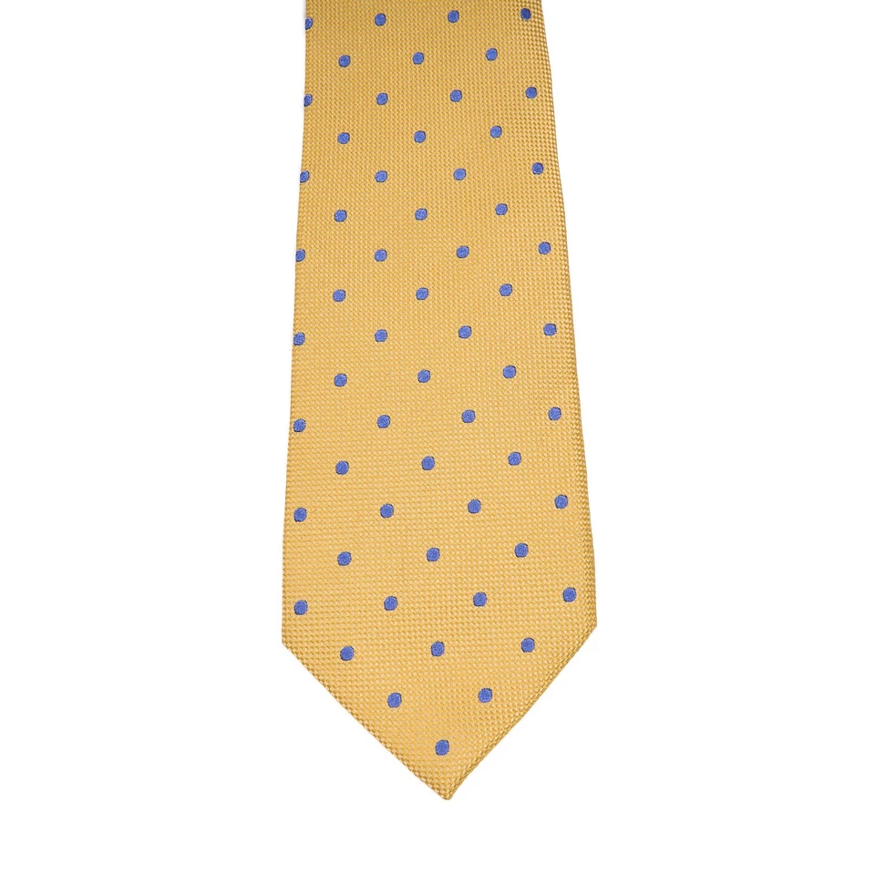 Corbata de seda Charles Tyrwhitt para hombre amarillo azul lunares texturizada 3,25 x 62 larga Foto 4 de 4