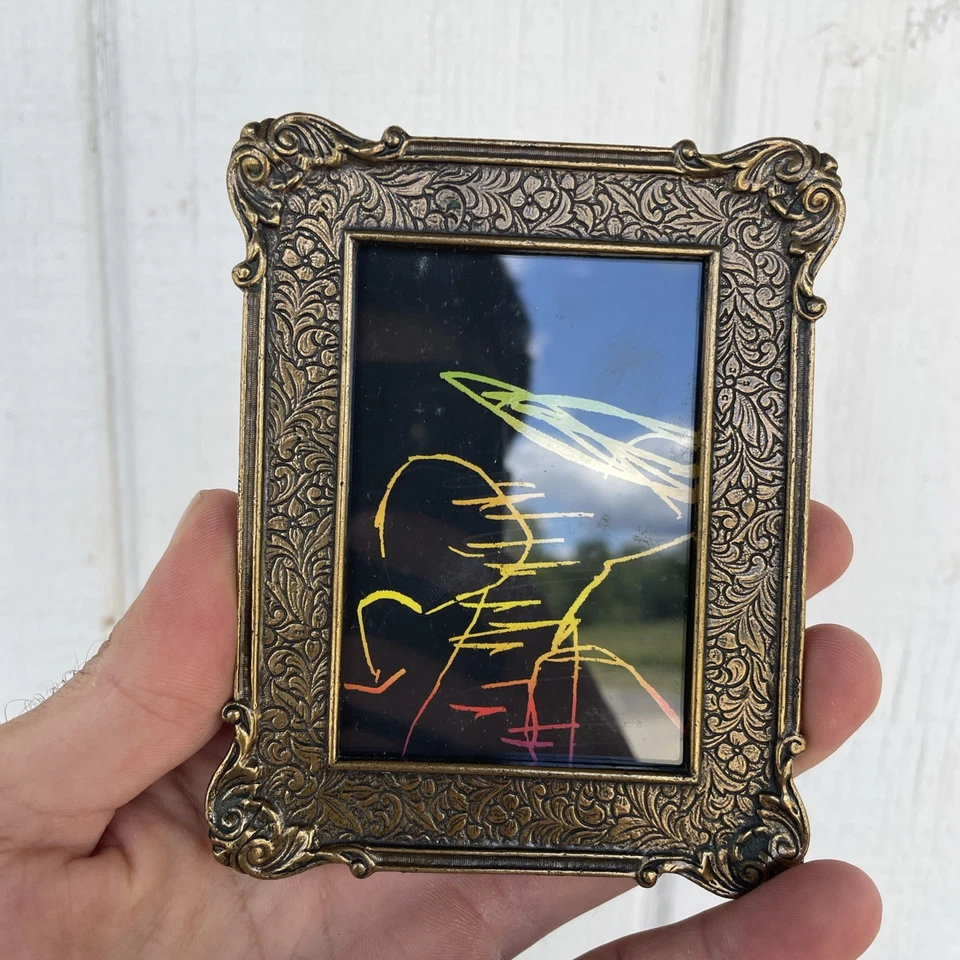 1928 Antique French Mini Picture Frame Brass Metal Circa 1715 Ornate LF21 - Image 2 of 4