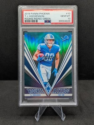 2019 Panini Phoenix - Rookie Rising T.J. Hockenson #10 Green /25 (RC) PSA 10