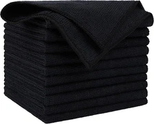 Microfiber Cleaning Cloth Black 10PK, Microfiber Towels for Cars, Premium Wash C