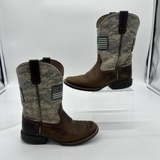 Ariat Boots Kids Size 12 Brown Camo Flag Patriot Western Square Toe 10027779