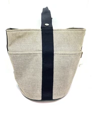 used HERMES Sac Soir MM Twill Ash Ivory Black Hand bag Women Unisex 28028