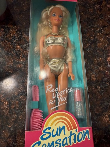 Barbie 11.5 bambola Mattel 1390 Sun Sensation 1991 nuova con scatola rossetto vero per te - Foto 5 di 9