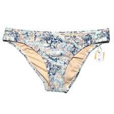 Kona Sol LARGE Blue Pink Snakeskin Hipster Low Rise Mid Coverage Bikini Bottom