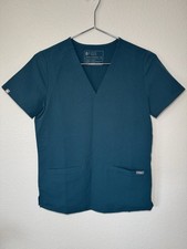 FIGS Technical Collection Casama Medical Scrub Top Caribbean Blue Womens Size XS