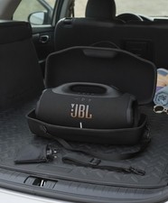 Hard Travel Case for Boombox 4 Speaker, Black, EVA Nylon, Shoulder Strap, Pouch