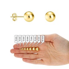 14K Yellow Gold Over Sterling Silver Ball Stud Earrings 3MM-10MM