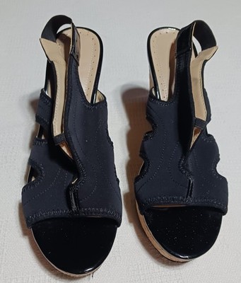 Adrienne Vittadina Claudia OPEN Toe Wedge Hook & Loop Strap Sandals, Size 6
