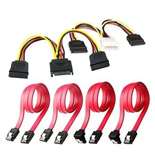 Hard Drive Connector Pack: 4in1 SATA Data Power Splitter Cables 6-pack