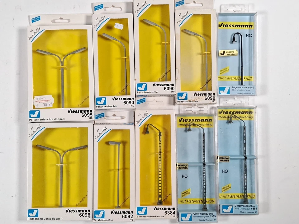 10x VIESSMANN Straßenlampen Peitschenleuchte Gittermastleuchte 6090 6095 6385