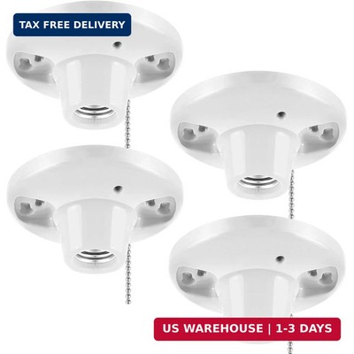 4 Pcs Keyless E26 Lamp Holder with Pull Chain - Medium Base 660w Ceiling Mount S
